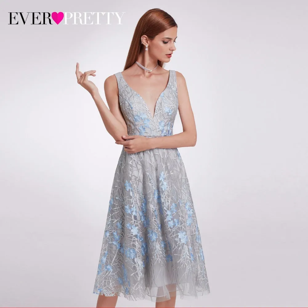 Women's Knee-Length Elegant Double V-Neck Long Dress