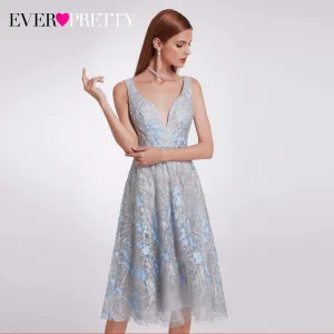 Women's Knee-Length Elegant Double V-Neck Long Dress