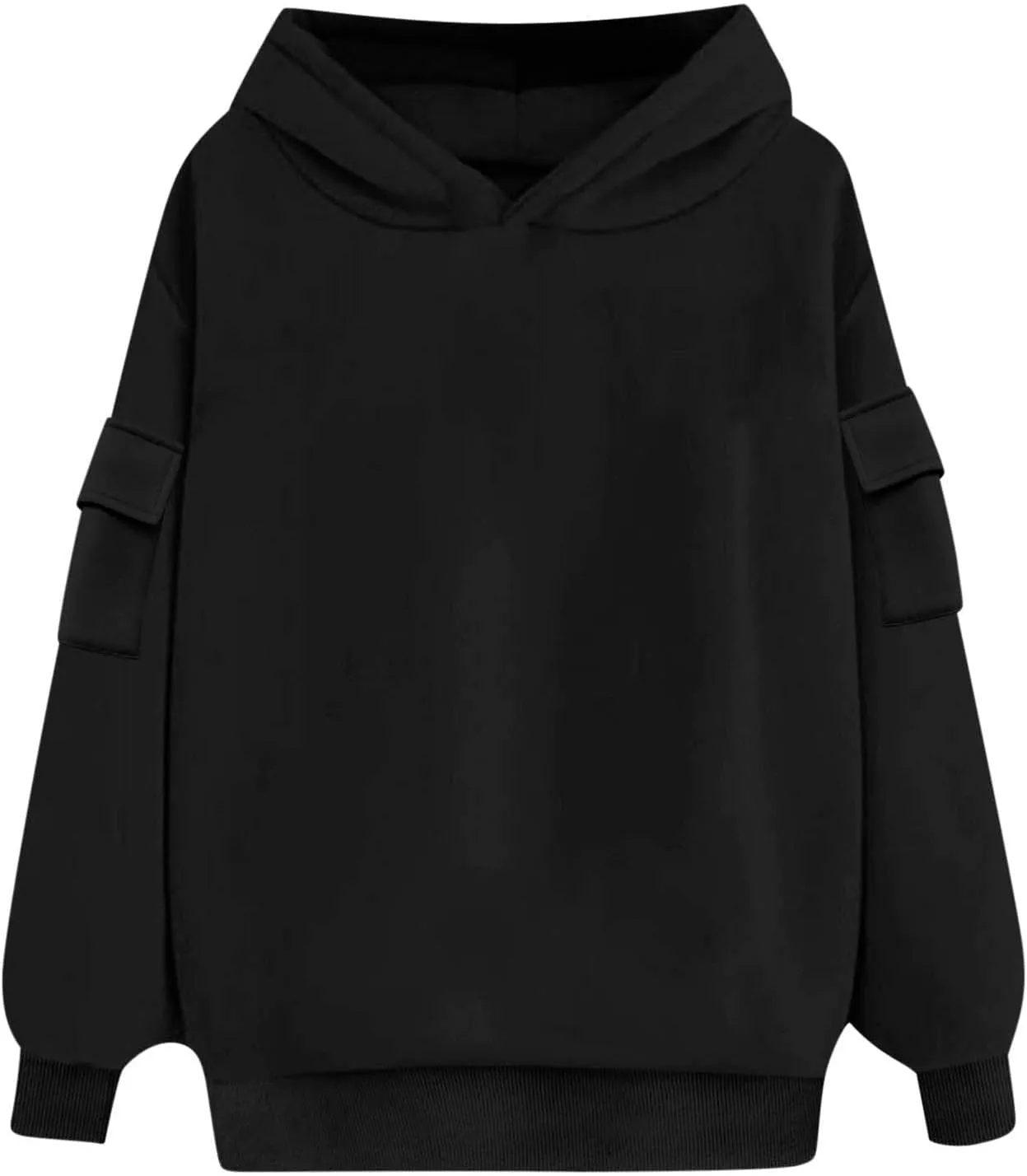 Womens Oversized Hoodies Pullover Fleece Long Sleeve Hooded Sweatshirts with Pockets Solid Color Casual Cute Sweaters