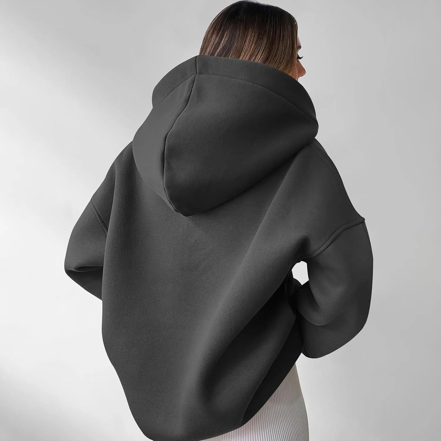 Womens Oversized Hoodies V Neck Long Sleeve Pullover Sweatshirts Tops Casual Fall Outfits Teen Girls 2024 Trendy