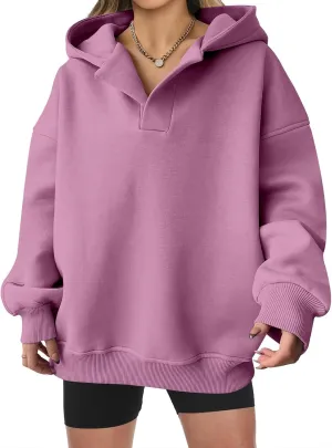 Women's Oversized Hoodies V Neck Sweatshirts Long Sleeve Pullover Casual Fall Teen Girls Preppy Trendy Clothes