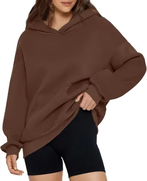 Womens Oversized Sweatshirts 2024 Fashion Fleece Hoodies Pullover Long Sleeve Hooded Sweatshirt Fall Winter Outfits