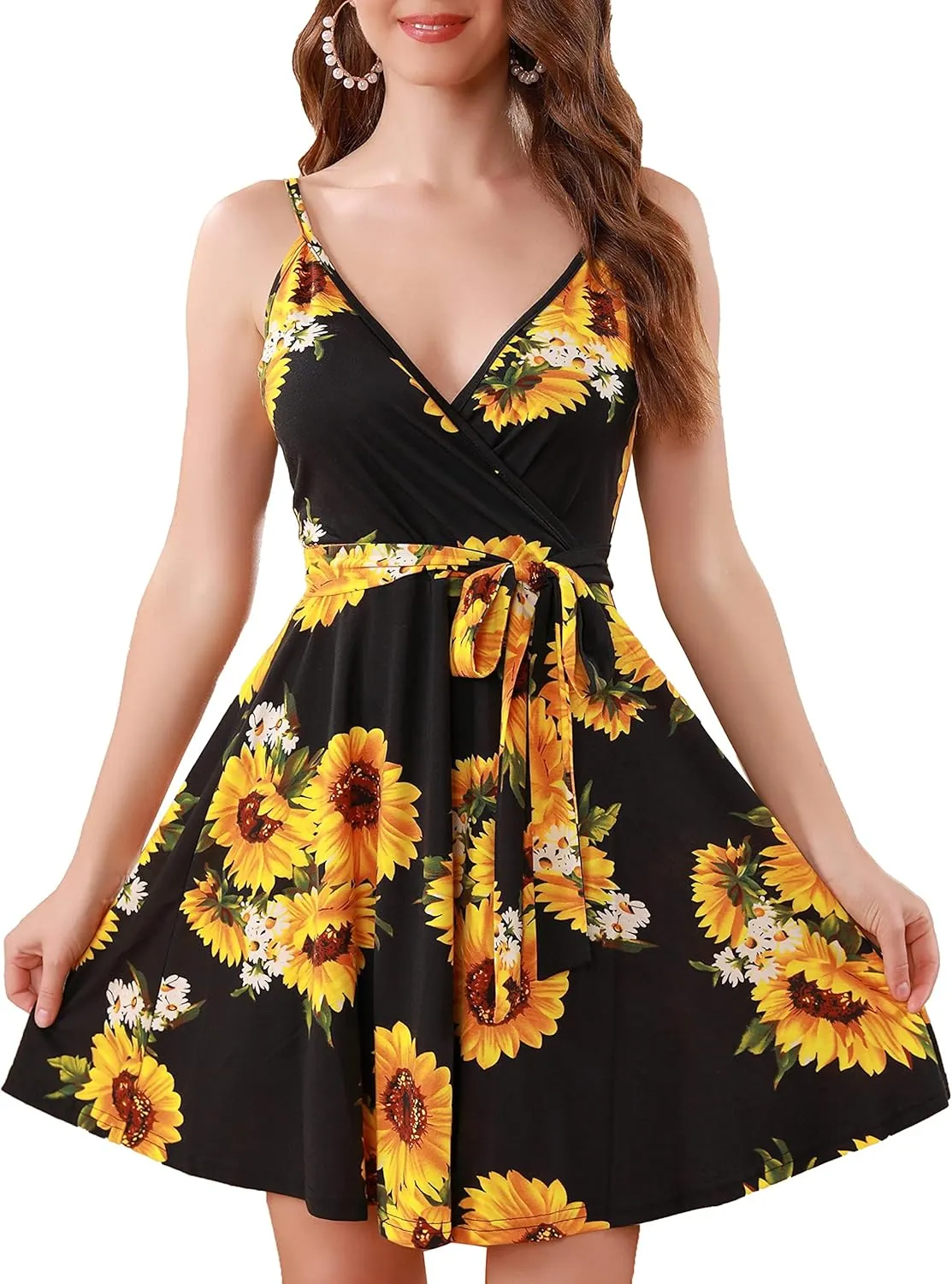Women's Sexy Summer Mini Sun Dress Casual Cute Spaghetti Strap Short Fit Flare Sundress