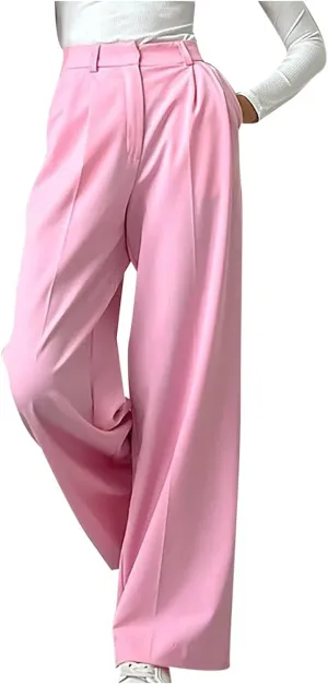 Y2k Dress Pants for Women Straight Elastic Scrub Pants Wide Leg High Waist Trousers Lounge Suit Pant for Work